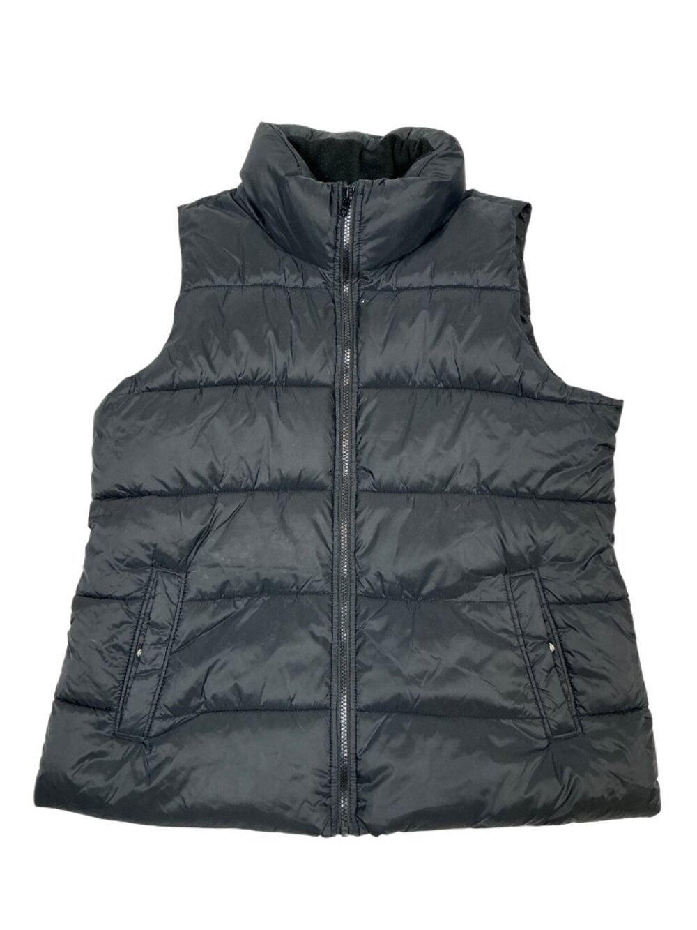 Women’s Black Lightweight Quilted Puffer Vest | Zip Pockets | Size L